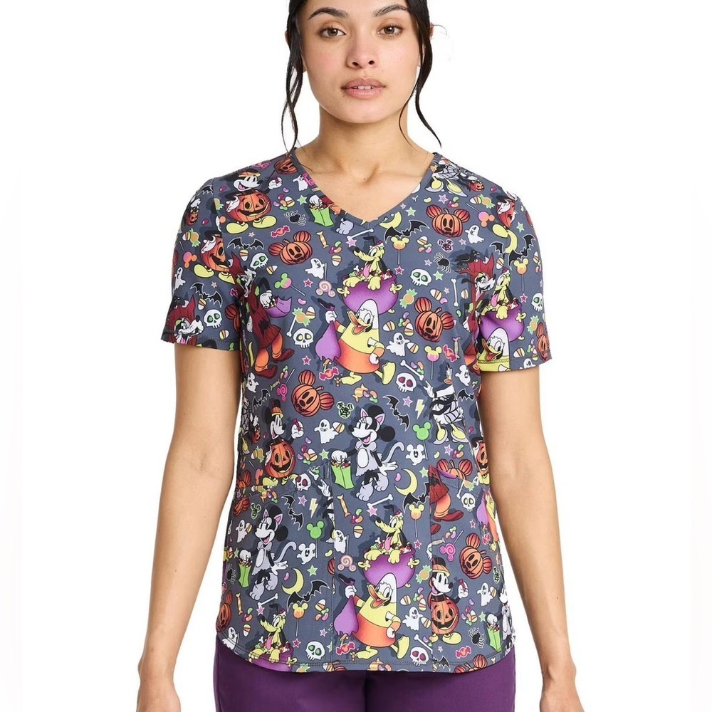 NWT Disney Mickey Mouse Halloween Scrub Top XL